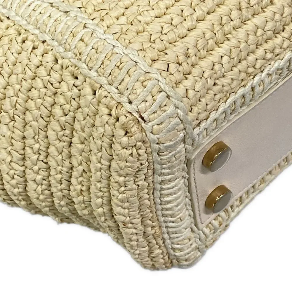 Saint Laurent PARIS Baby Downtown Cavas Handbag 436834 Beige Cream Raffia - Picture 6 of 15